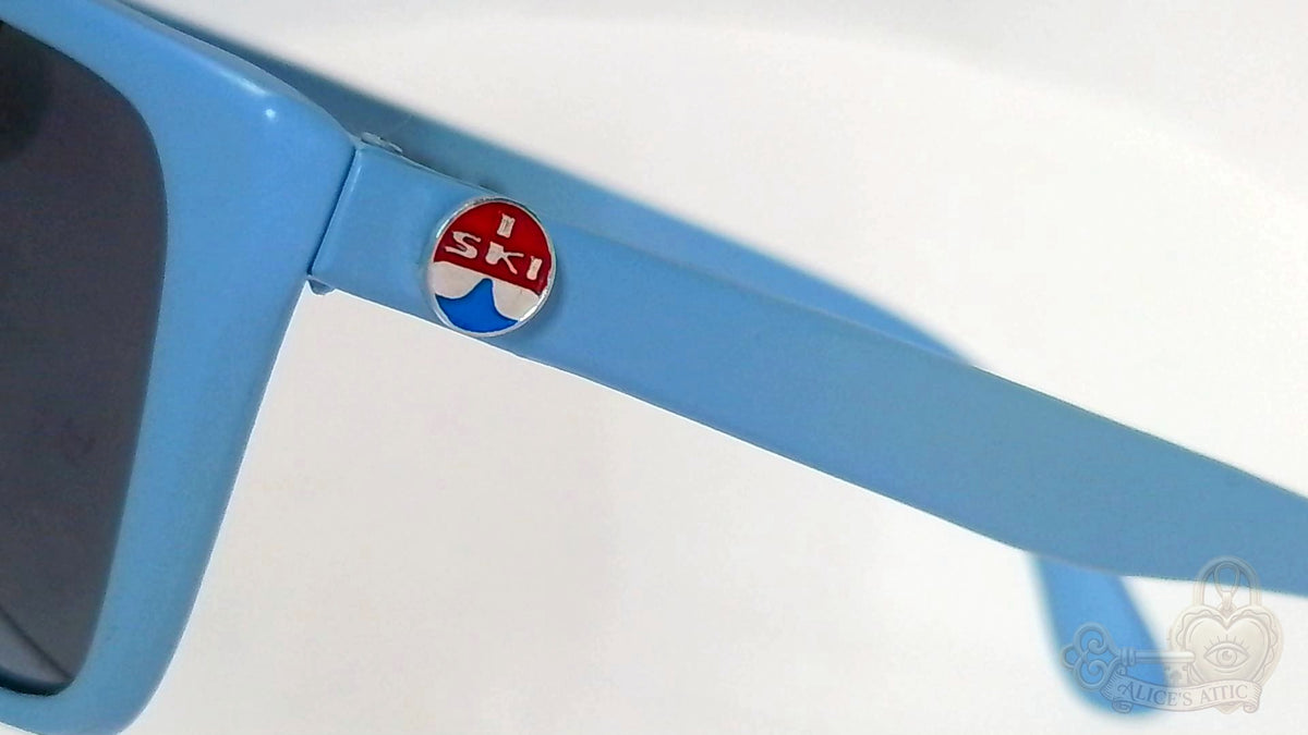 I.SKI Taiwan Retro Full-Frame Sunglasses | Light Blue Nylon Rectangle FRAME ONLY - Image 11