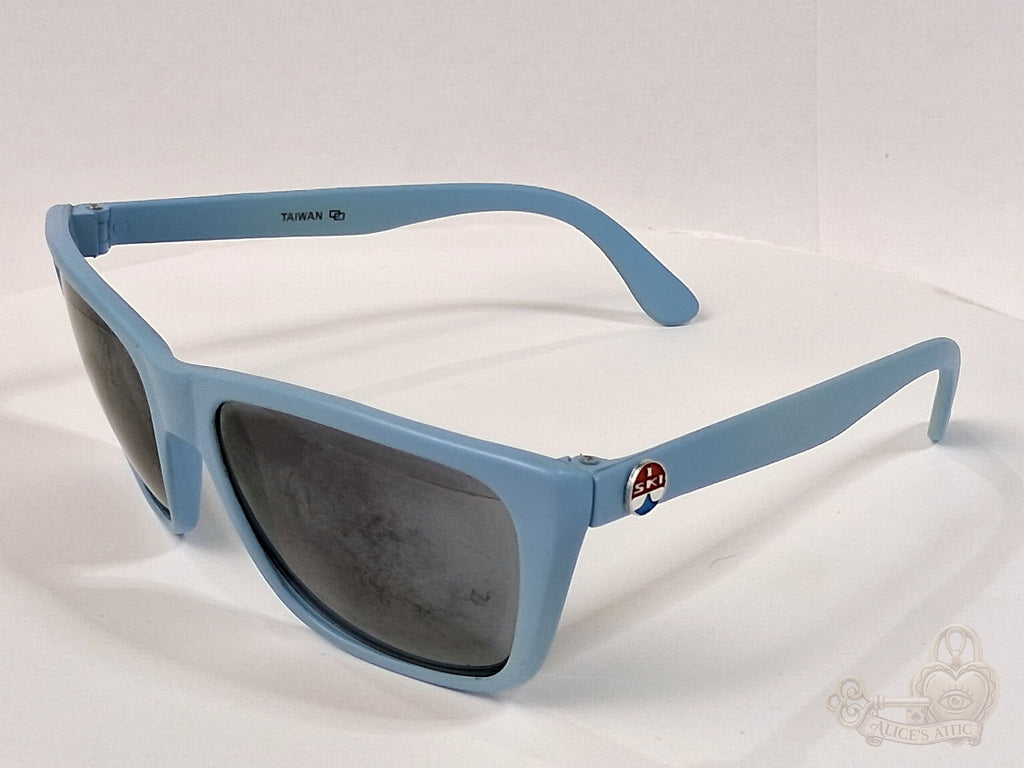 I.SKI Taiwan Retro Full-Frame Sunglasses | Light Blue Nylon Rectangle FRAME ONLY - Image 2
