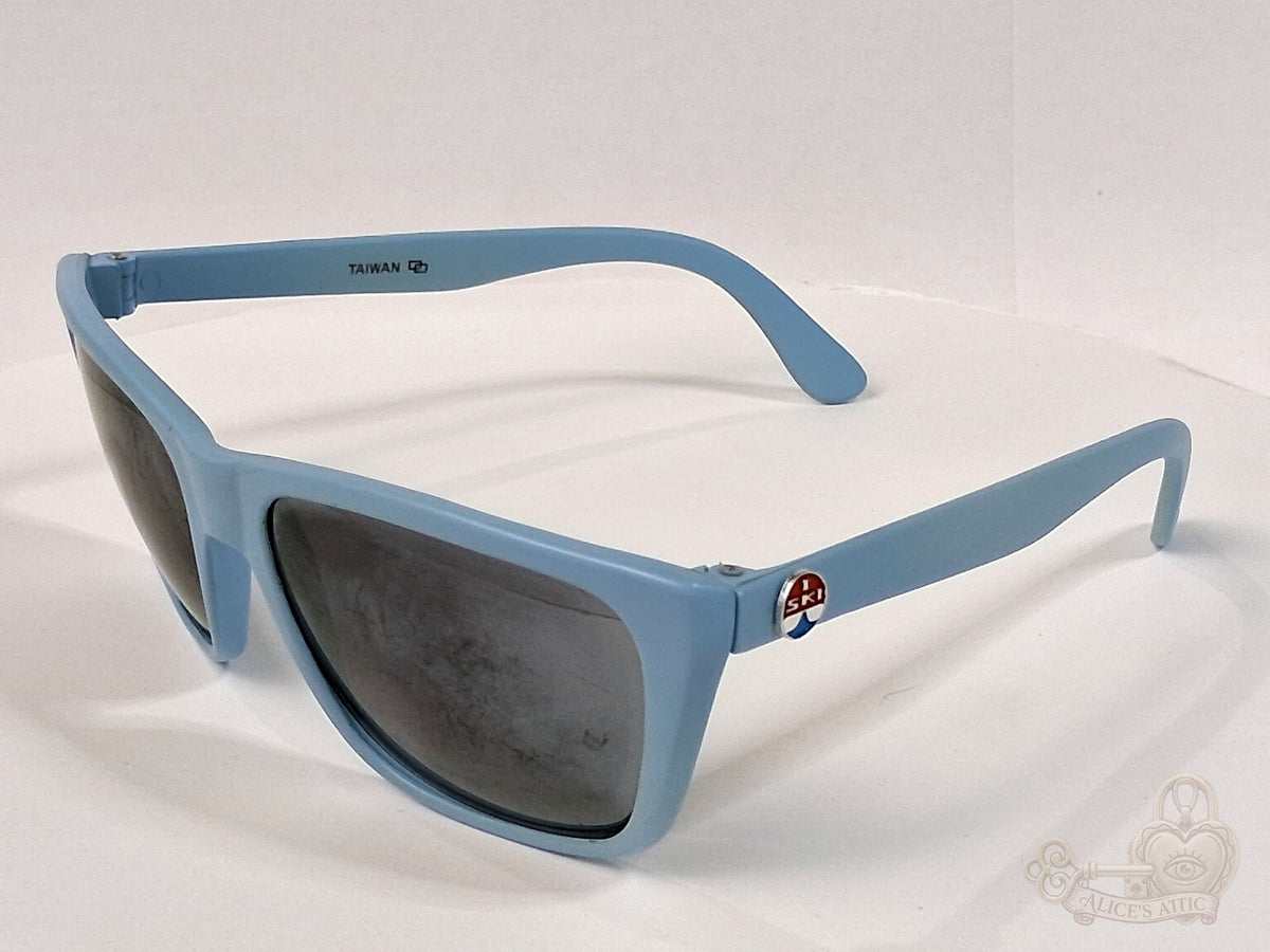 I.SKI Taiwan Retro Full-Frame Sunglasses | Light Blue Nylon Rectangle FRAME ONLY - Image 2