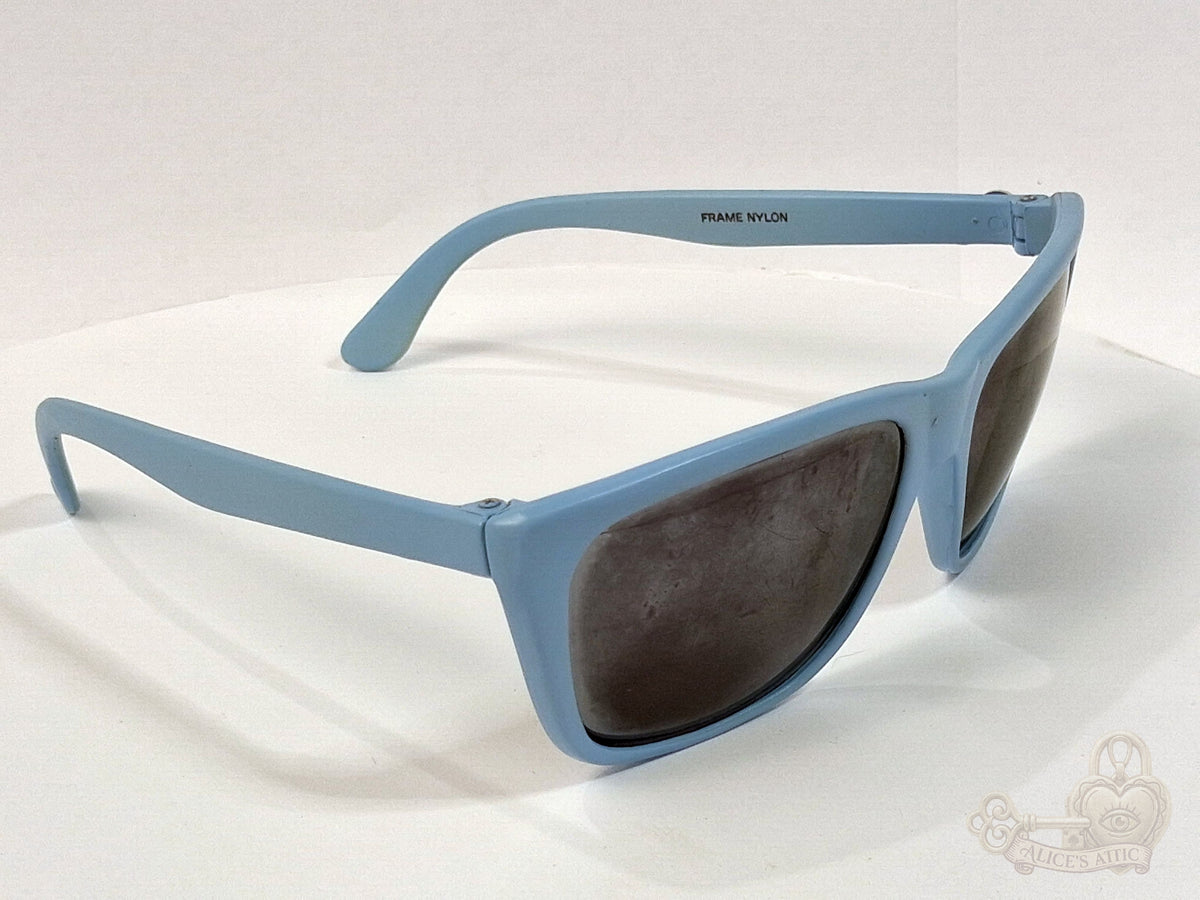 I.SKI Taiwan Retro Full-Frame Sunglasses | Light Blue Nylon Rectangle FRAME ONLY - Image 4