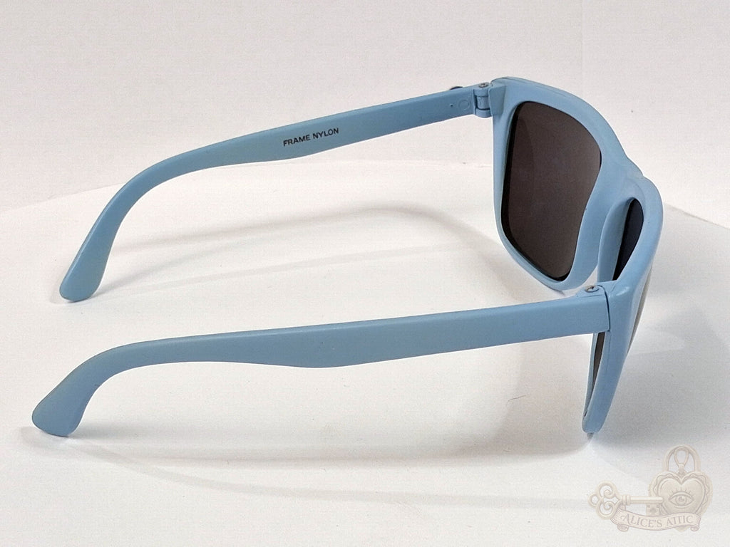 I.SKI Taiwan Retro Full-Frame Sunglasses | Light Blue Nylon Rectangle FRAME ONLY - Image 5