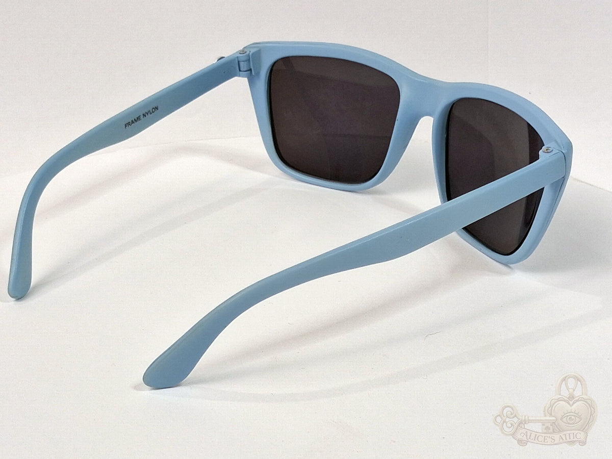I.SKI Taiwan Retro Full-Frame Sunglasses | Light Blue Nylon Rectangle FRAME ONLY - Image 6