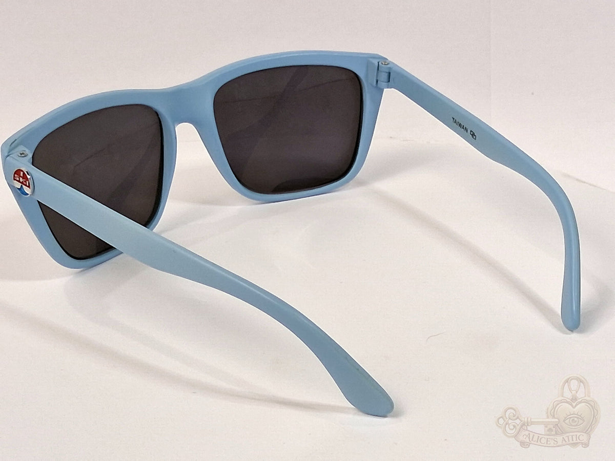 I.SKI Taiwan Retro Full-Frame Sunglasses | Light Blue Nylon Rectangle FRAME ONLY - Image 8