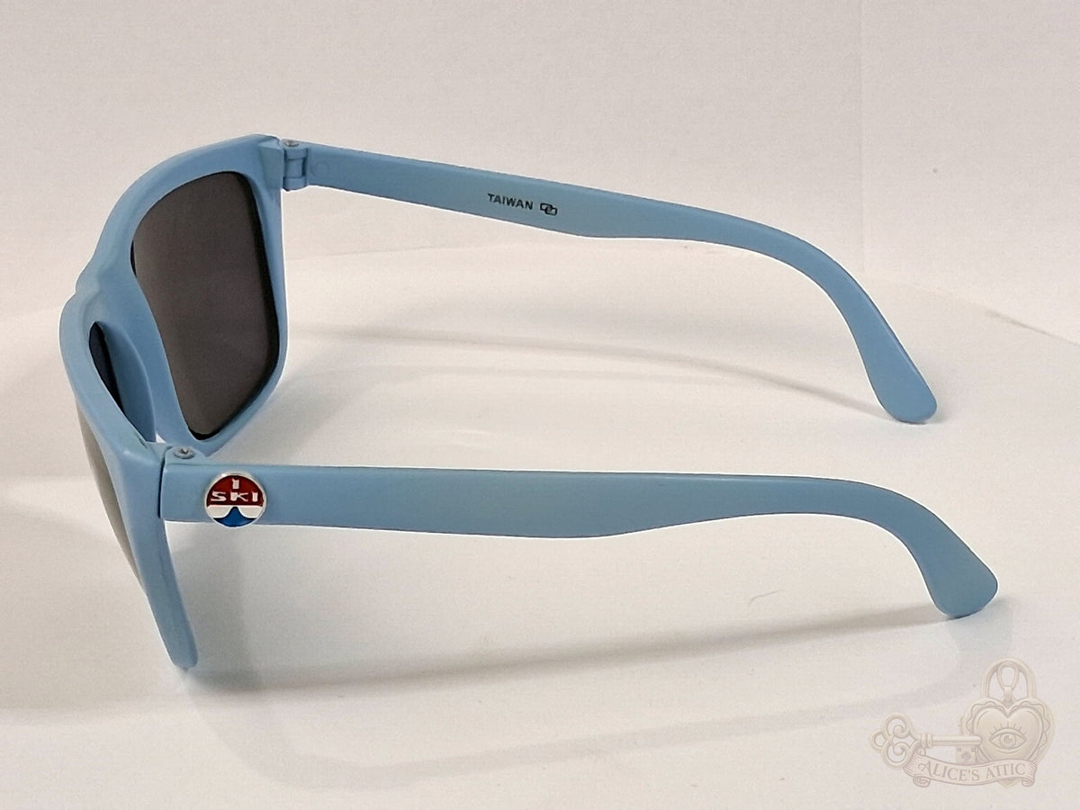 I.SKI Taiwan Retro Full-Frame Sunglasses | Light Blue Nylon Rectangle FRAME ONLY - Image 9