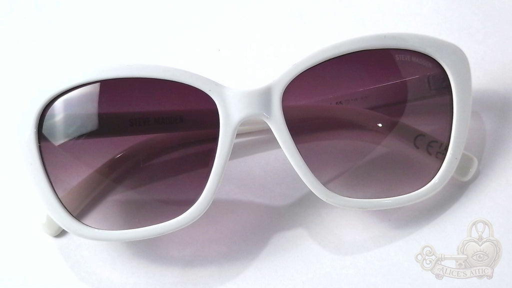 Steve Madden Outlook X17035 White Oversized Cat Eye Sunglasses Gradient Lenses - Image 8