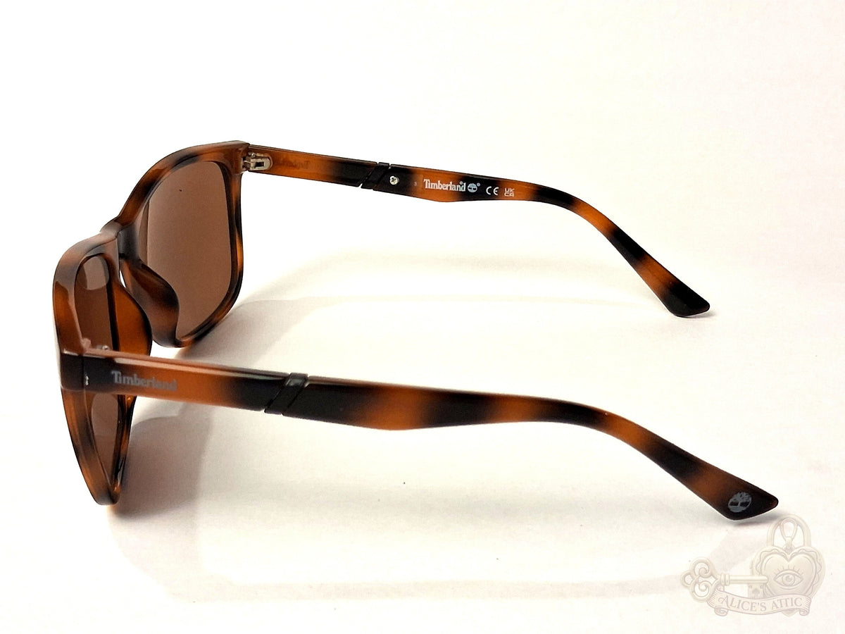 Timberland TB7289 Brown Tortoise Shell Rectangle Unisex Designer Sunglasses - Image 3
