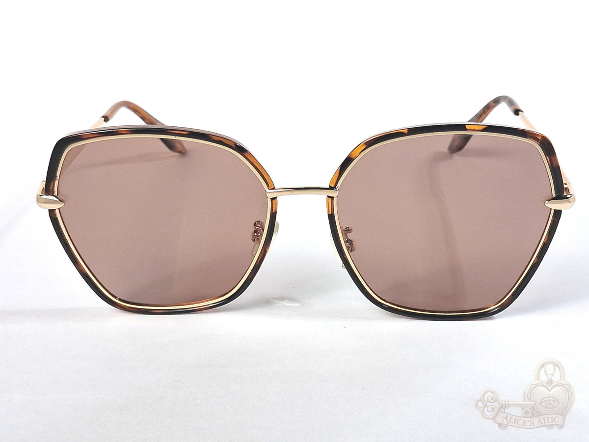 Topfoxx Maya Tortoiseshell  60-20-139 Hexagon Frame Sunglasses - Image 1