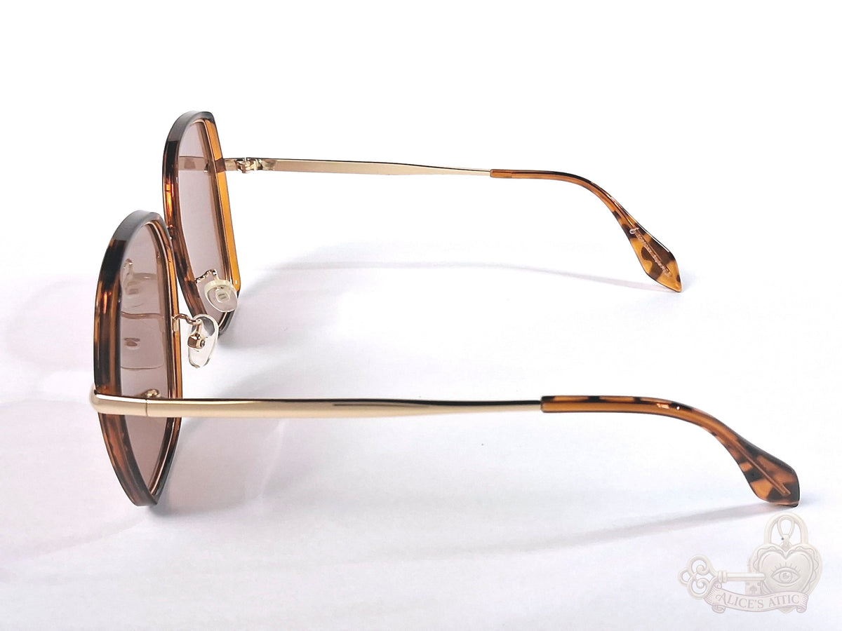 Topfoxx Maya Tortoiseshell  60-20-139 Hexagon Frame Sunglasses - Image 3