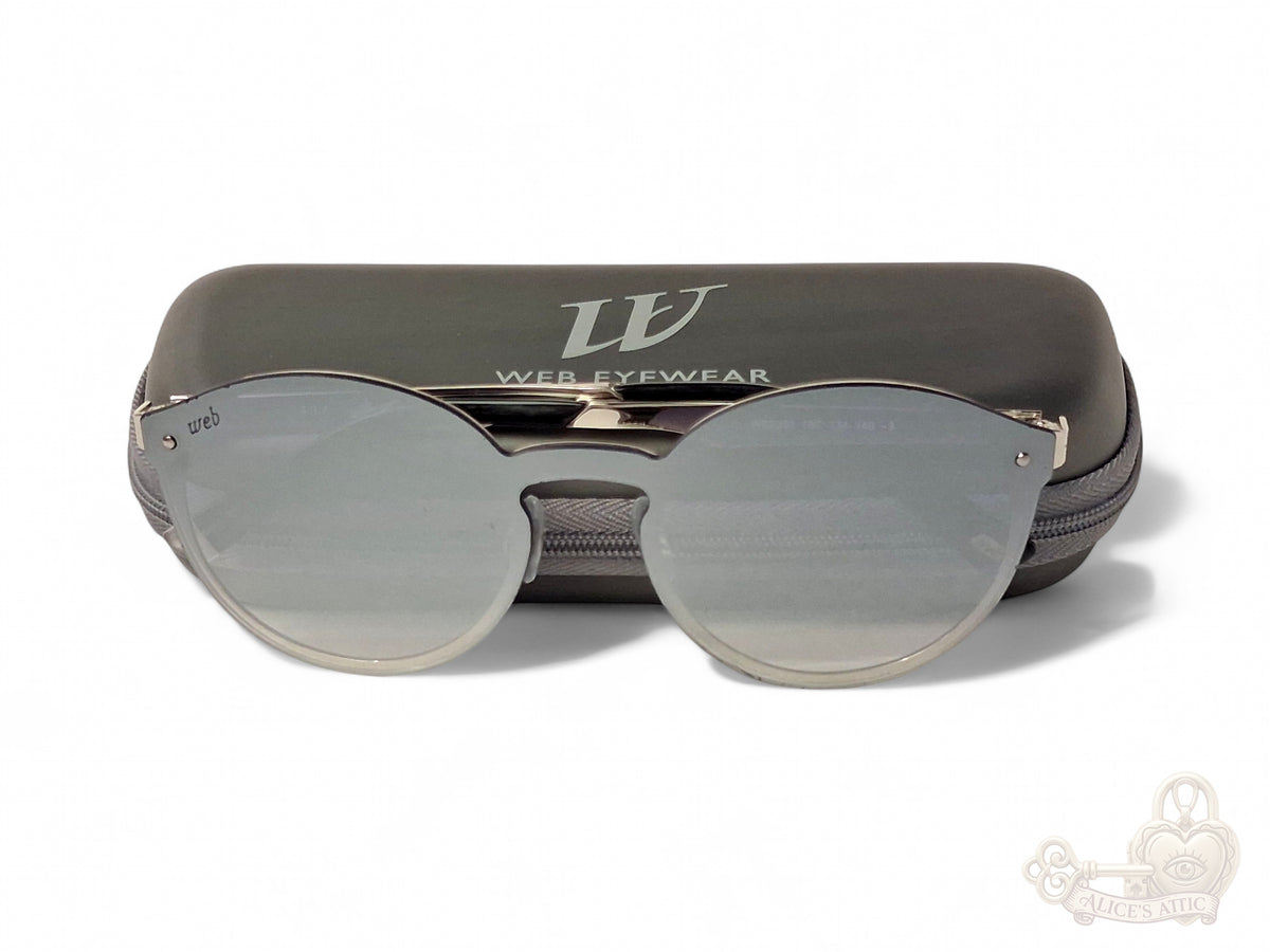 Web Eyewear Round Sunglasses Silver Black Gradient Grey Case WE0203 16C - Image 1