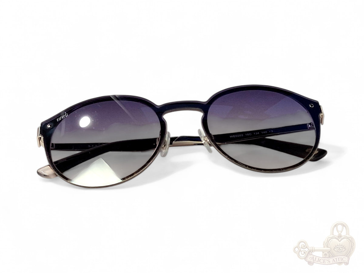 Web Eyewear Round Sunglasses Silver Black Gradient Grey Case WE0203 16C - Image 2