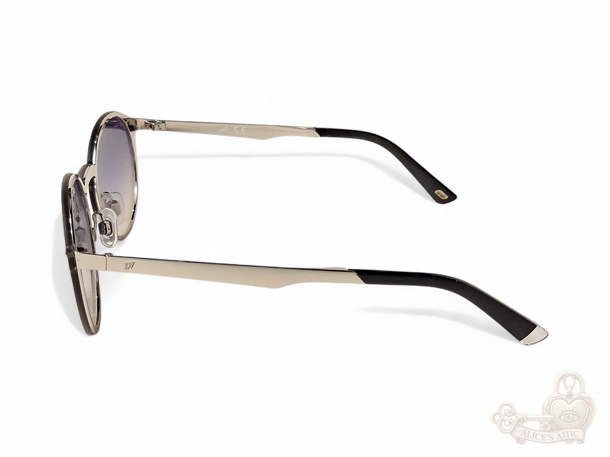 Web Eyewear Round Sunglasses Silver Black Gradient Grey Case WE0203 16C - Image 4