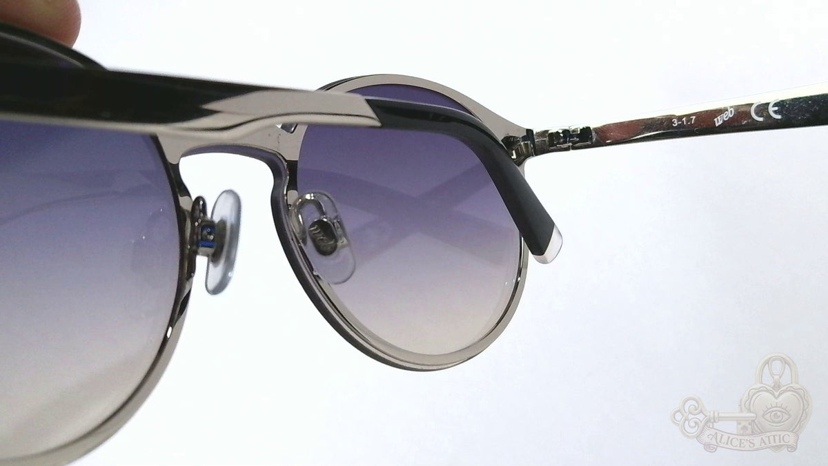 Web Eyewear Round Sunglasses Silver Black Gradient Grey Case WE0203 16C - Image 7