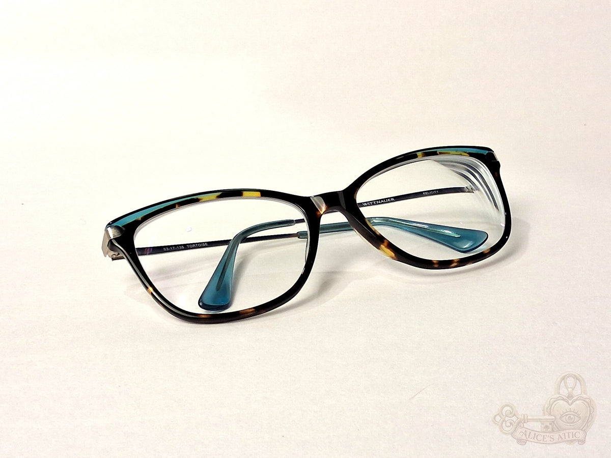 Wittnauer Felix Tortoiseshell Eyeglasses Blue Temple Tips 53-17-135 Frames - Image 9